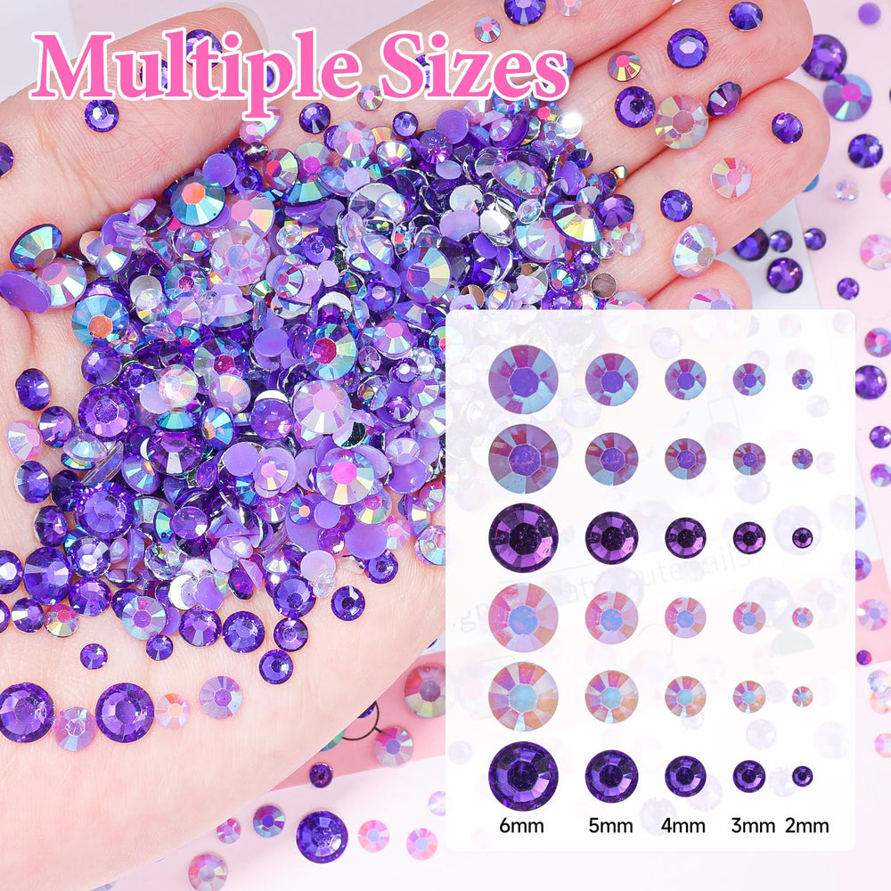 Uotey close-up of faceted purple resin gems highlighting sparkle