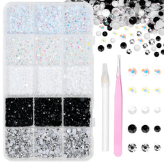Uotey front box layout showing 15 grids and organized rhinestones for easy selection