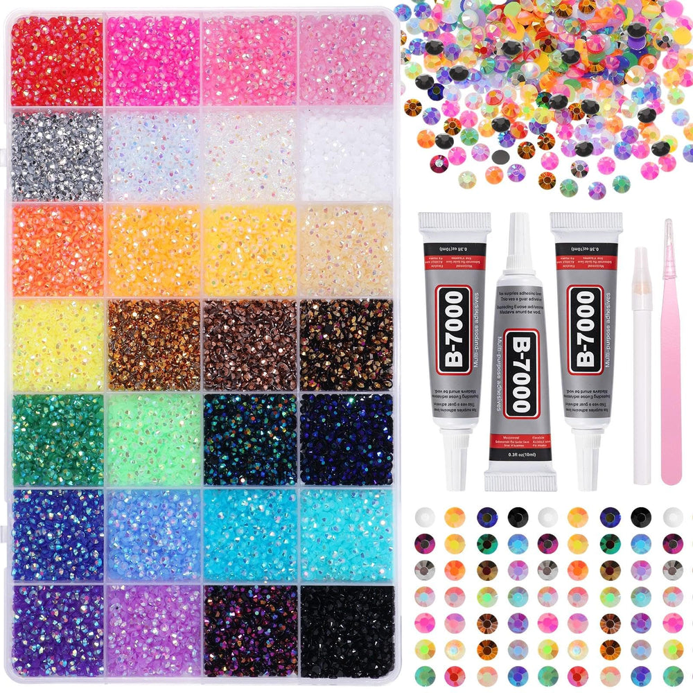 Uotey front packaging showing 32000 rhinestones and kit tools for large projects