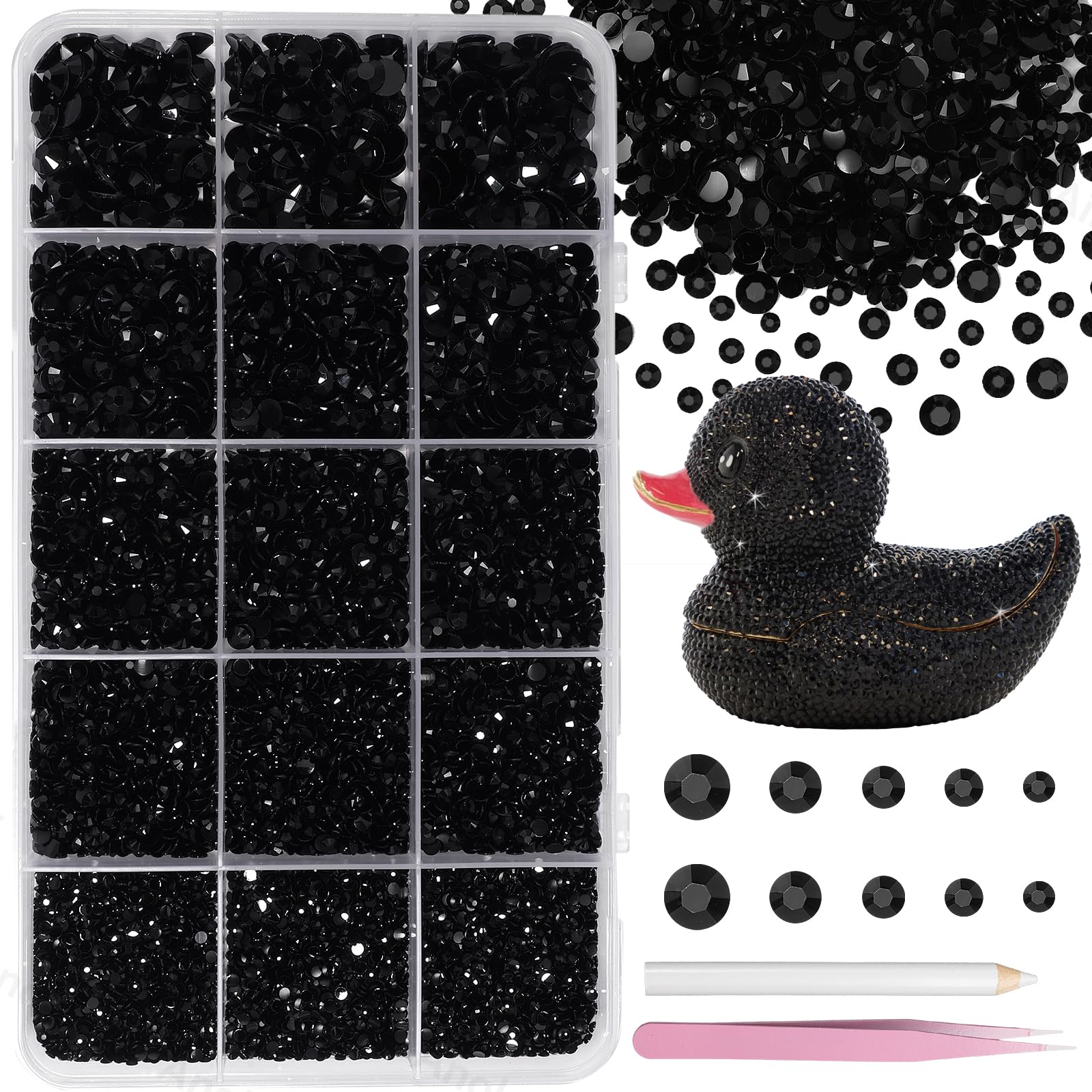 Uotey front packaging showing organized 15-grid box and included tools, easy storage benefit