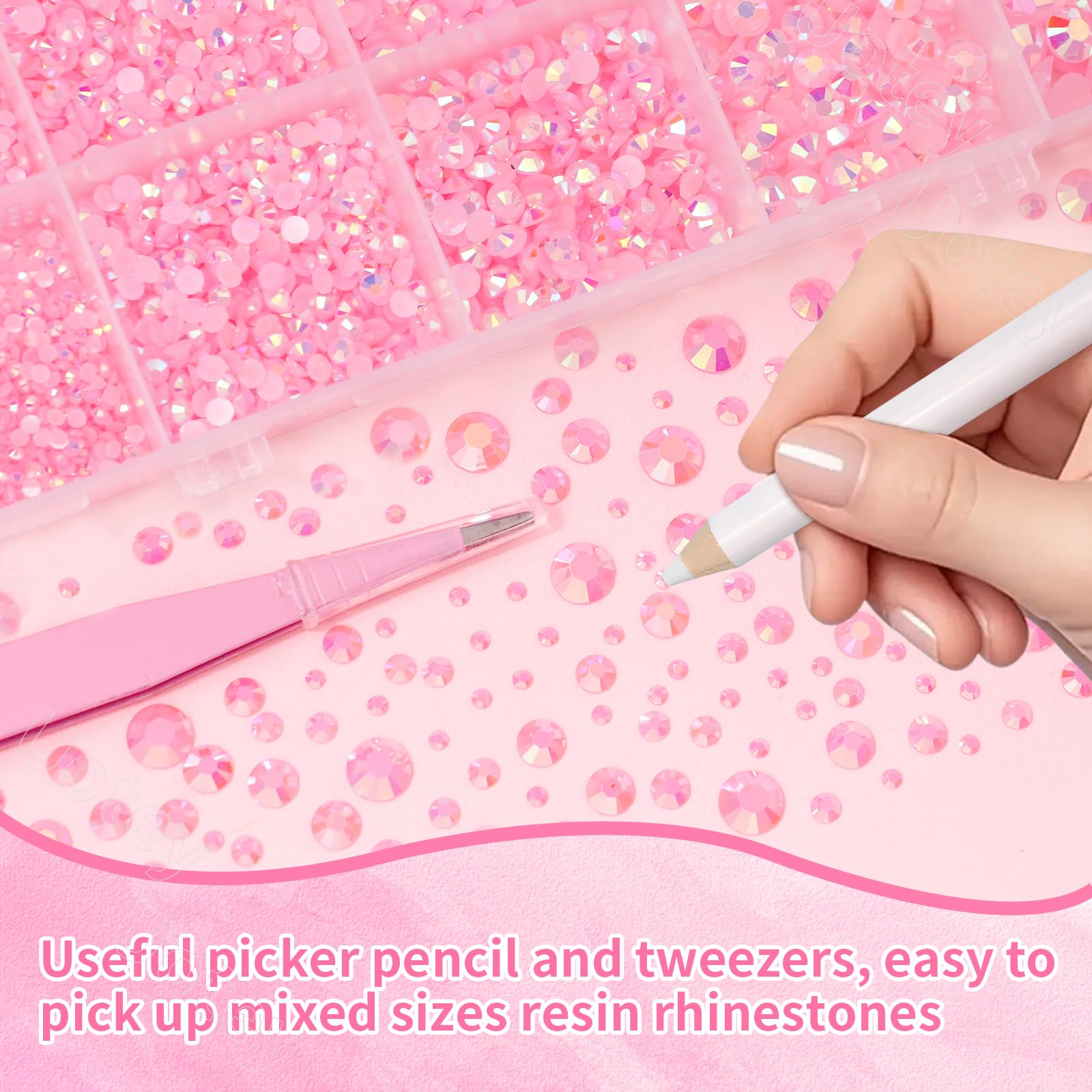 Uotey mixed sizes in compartments clearly labeled to speed up crafting workflow