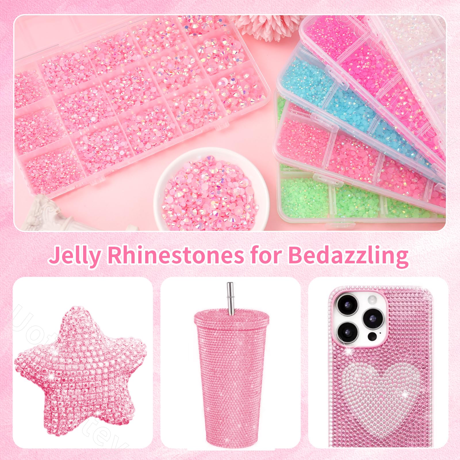 Uotey rhinestones applied to nails demonstrating delicate detail and lasting shine