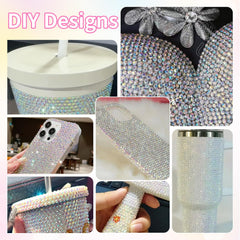 uotey open organizer box with sorted rhinestones for fast access and planning