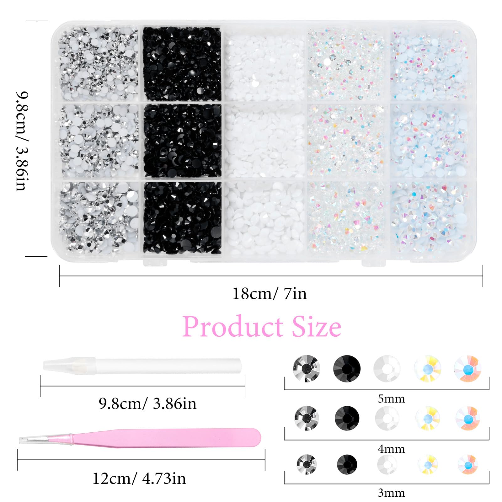 Uotey tweezers and pickup pen with compartment grid for precise placement and sorting