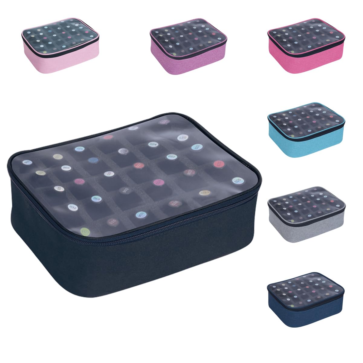 UOZL front view clear lid showing organized bottles for quick selection