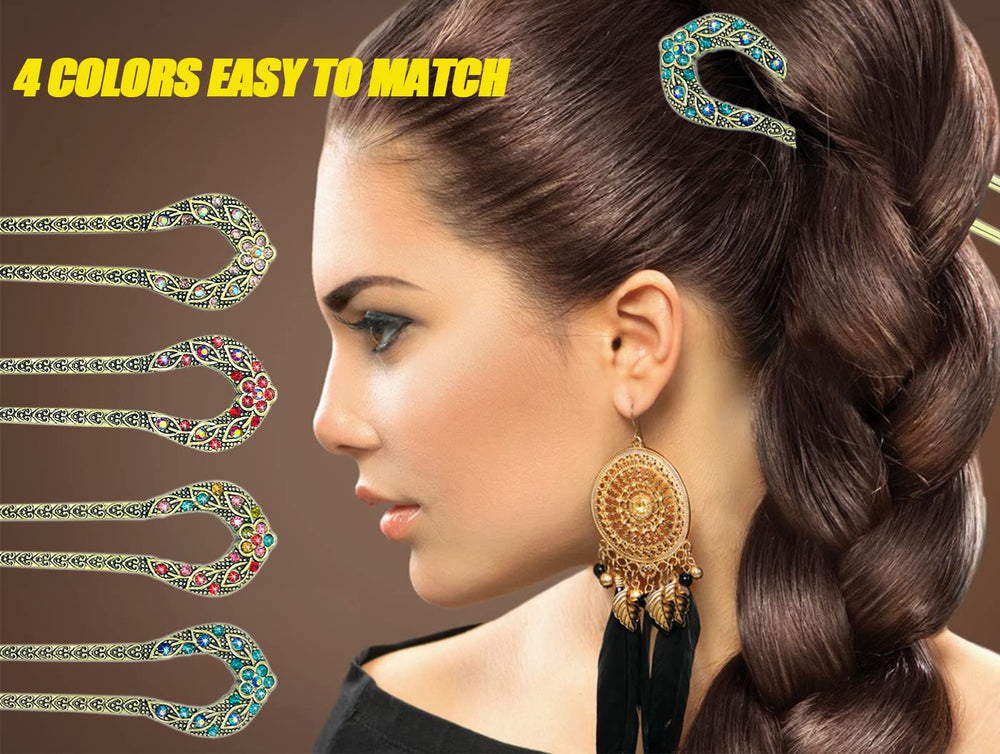 UPABLUNSO pin securing a low bun on model showing stable hold and polished look benefit