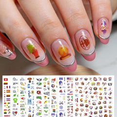 UPABLUNSO stickers applied on short nails demonstrating neat finished look