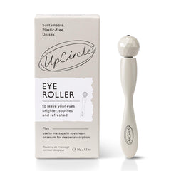 UpCircle eye roller front view showing sleek plastic-free design and sustainable benefit