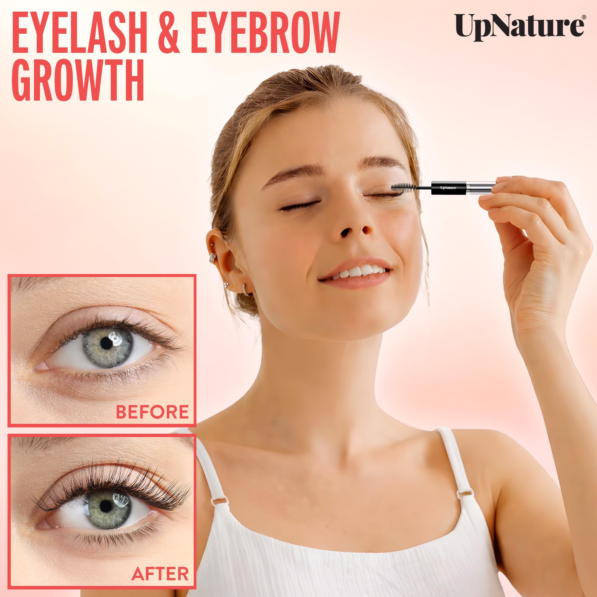 UpNature mascara wand applicator demonstrating precise application benefit