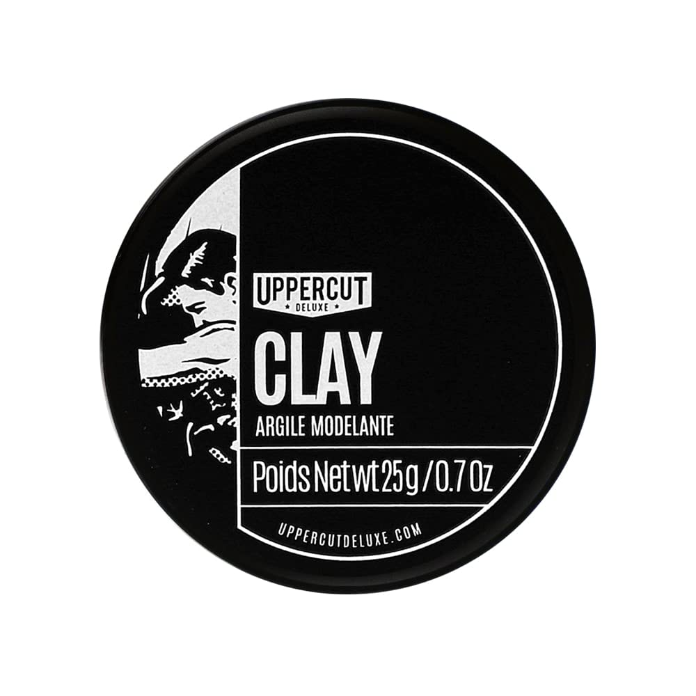 UPPERCUT DELUXE front tin showing compact travel-ready styling clay