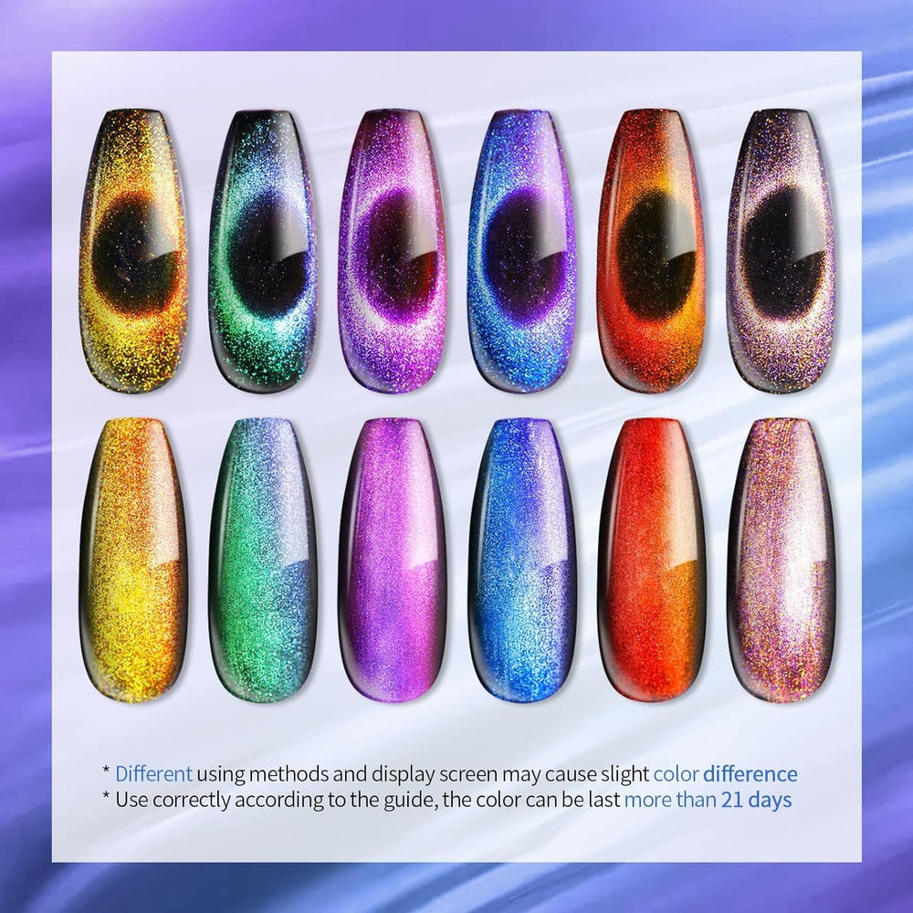 UR SUGAR close-up of cat-eye effect on nail — concentrated reflective line