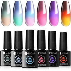 UR SUGAR front view of six mood gel bottles showing kit variety and vibrant appeal