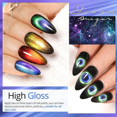 UR SUGAR magnet stick beside polish bottles — tool included for cat-eye effects