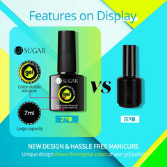 UR SUGAR bottle beside hand for scale showing product size benefit: accurate sizing