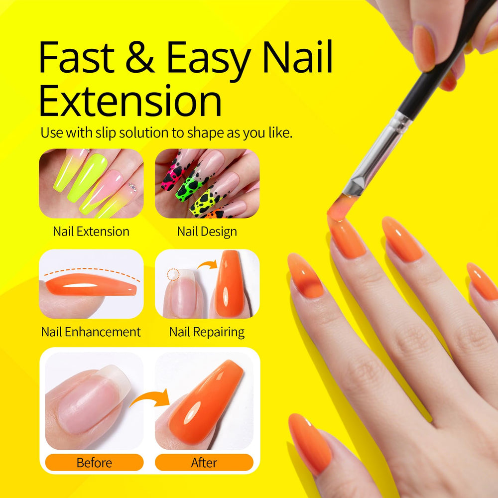 UR SUGAR yellow and orange gel swatches on tips demonstrating vibrant payoff