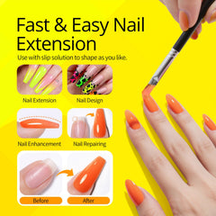 UR SUGAR yellow and orange gel swatches on tips demonstrating vibrant payoff