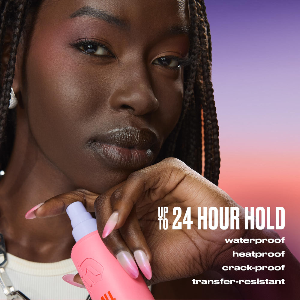 Urban Decay bottle label close-up highlighting waterproof, 24-hour hold