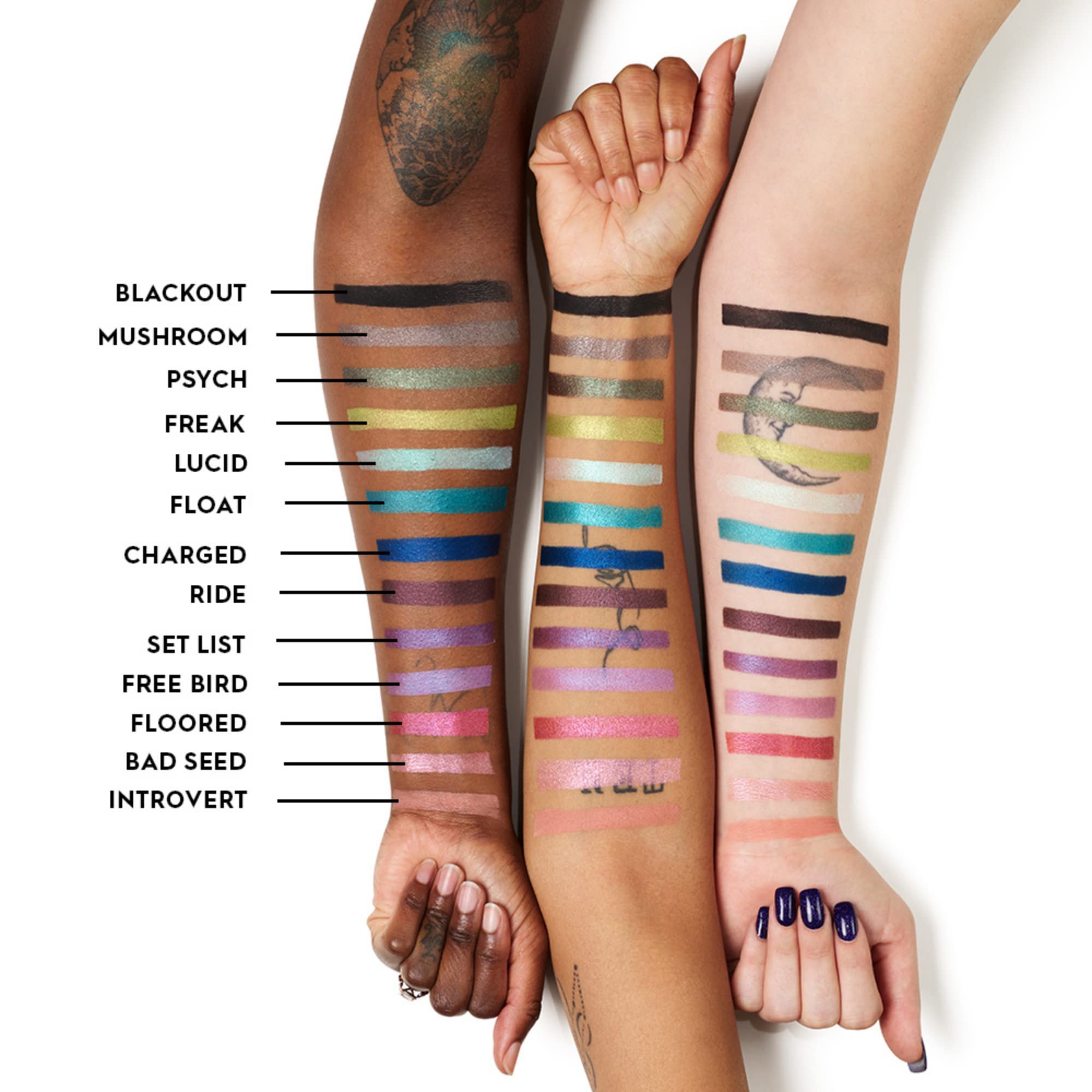 URBAN DECAY Blackout packaging label detail focusing on shade name and clean ingredient benefit