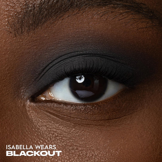URBAN DECAY Blackout pan close-up revealing dense matte surface and smooth application benefit