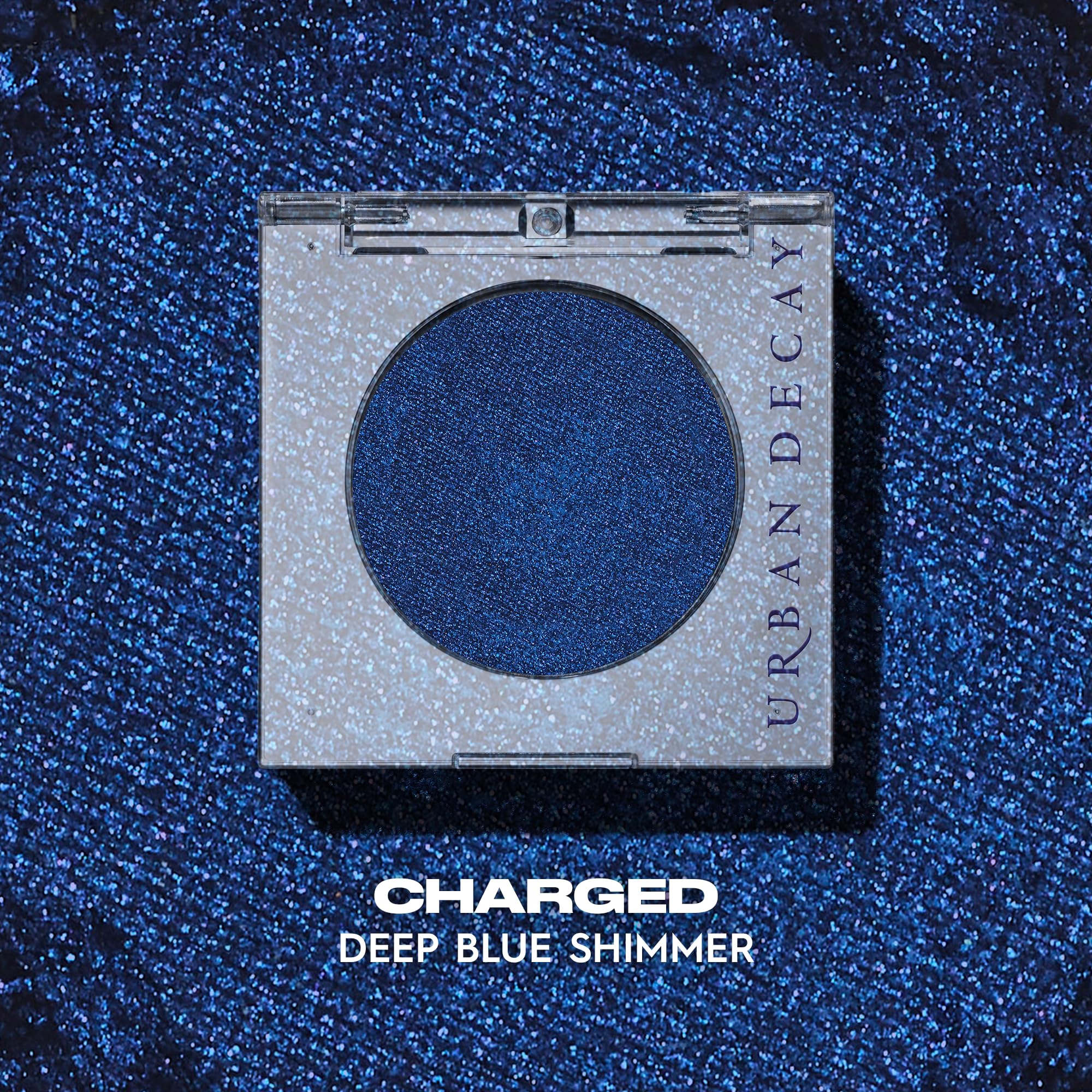 Urban Decay Charged close-up texture revealing velvety surface and shimmer particles benefit: creamy application