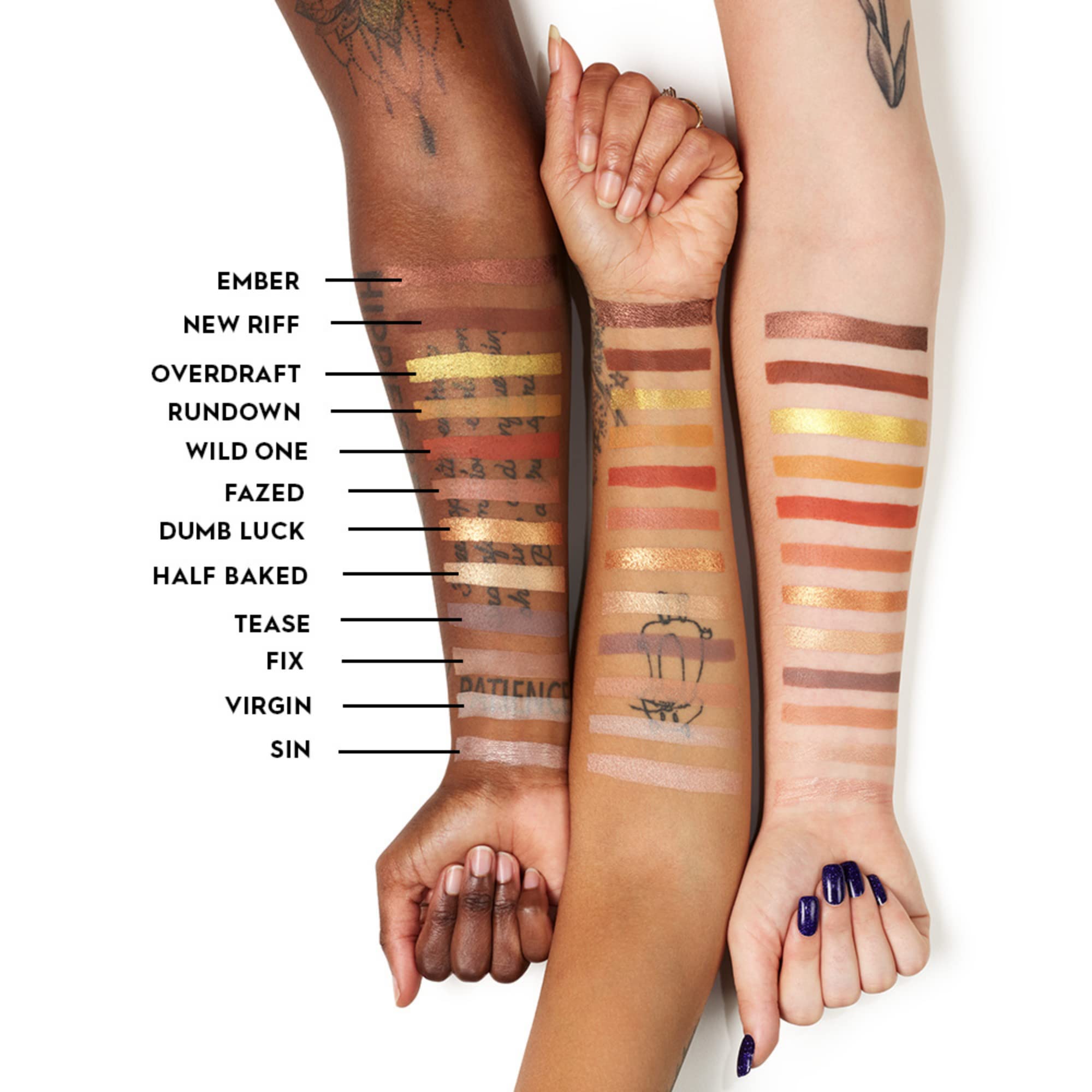 Urban Decay duo-shot in light shift highlighting iridescent blue shimmer for depth