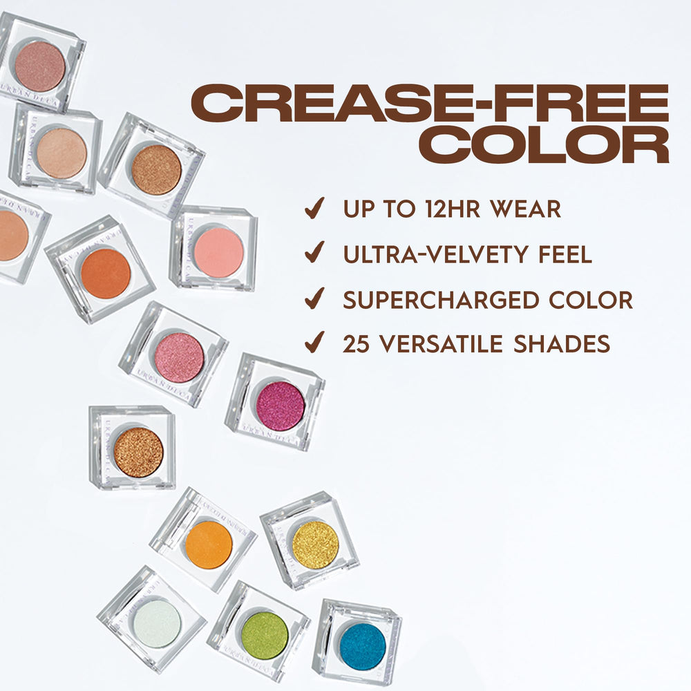 Urban Decay Ember applied on eyelid demonstrating deep copper glow and longwear benefit