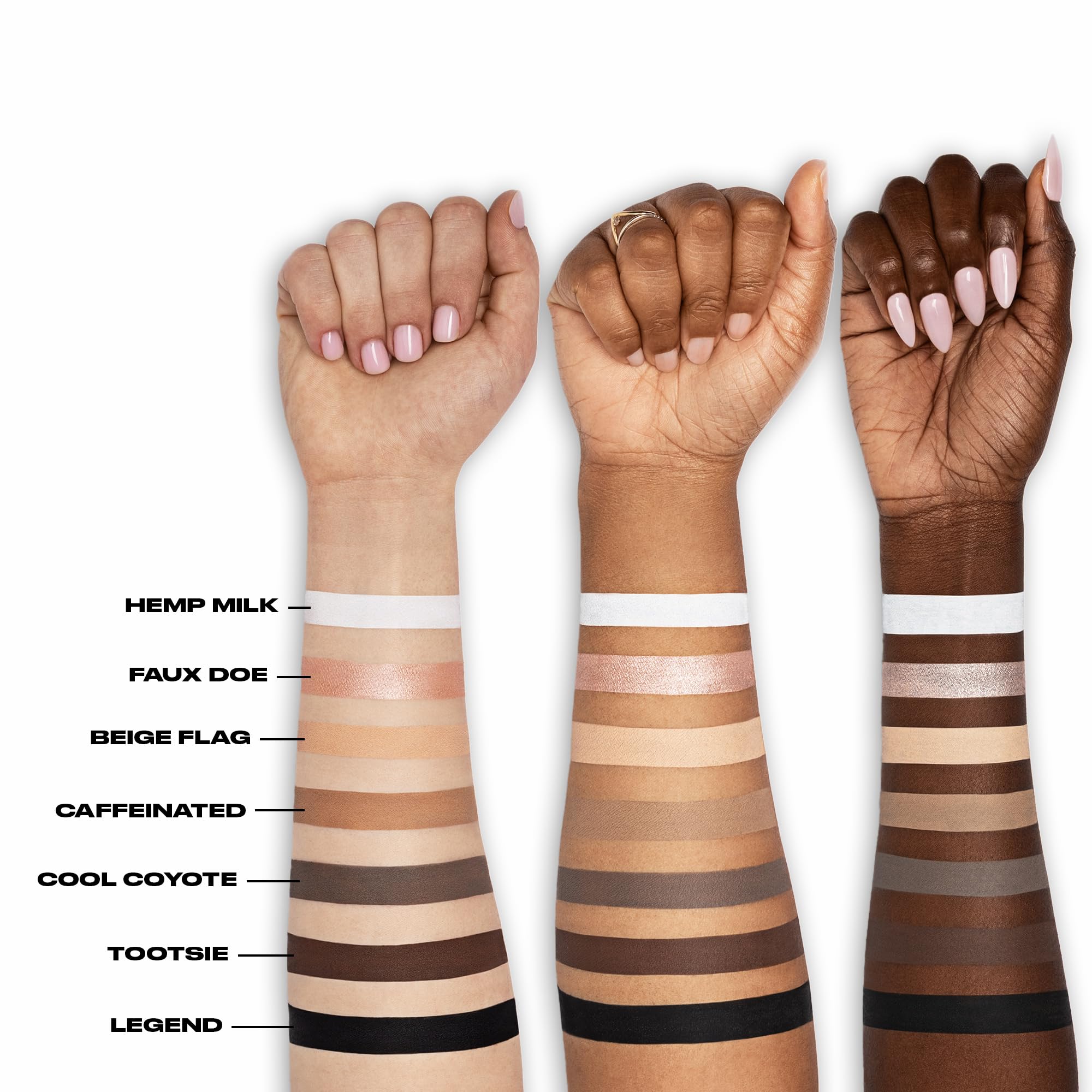 Urban Decay Legend label and ingredients highlighting hydrating oils and Vitamin E benefit