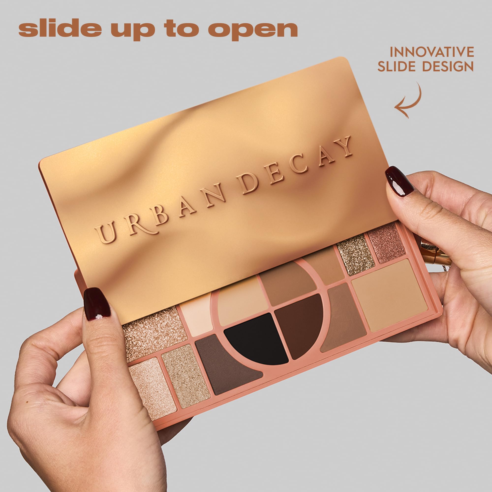 Urban Decay packaging label and logos emphasizing professional artist-developed benefit