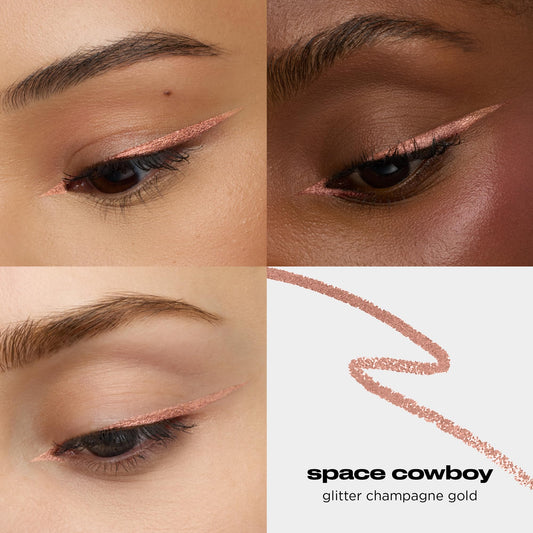 Urban Decay swatch on skin highlighting peach shimmer and lasting color benefit