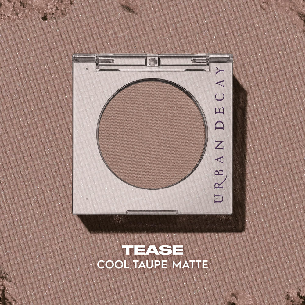 URBAN DECAY Tease worn on eyelid showing natural matte taupe look