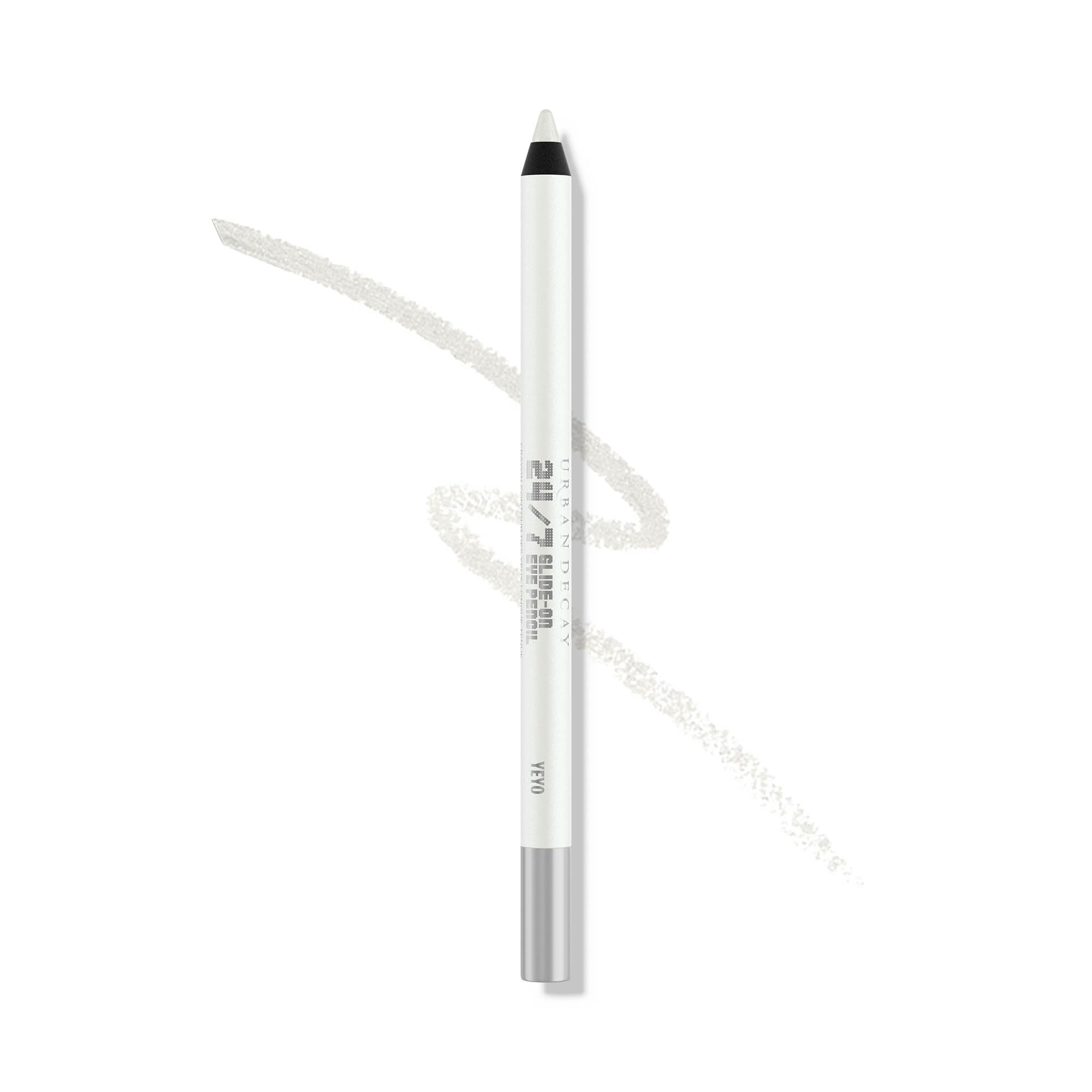 URBAN DECAY Yeyo front packaging showing metallic white pencil and branding benefit longwear