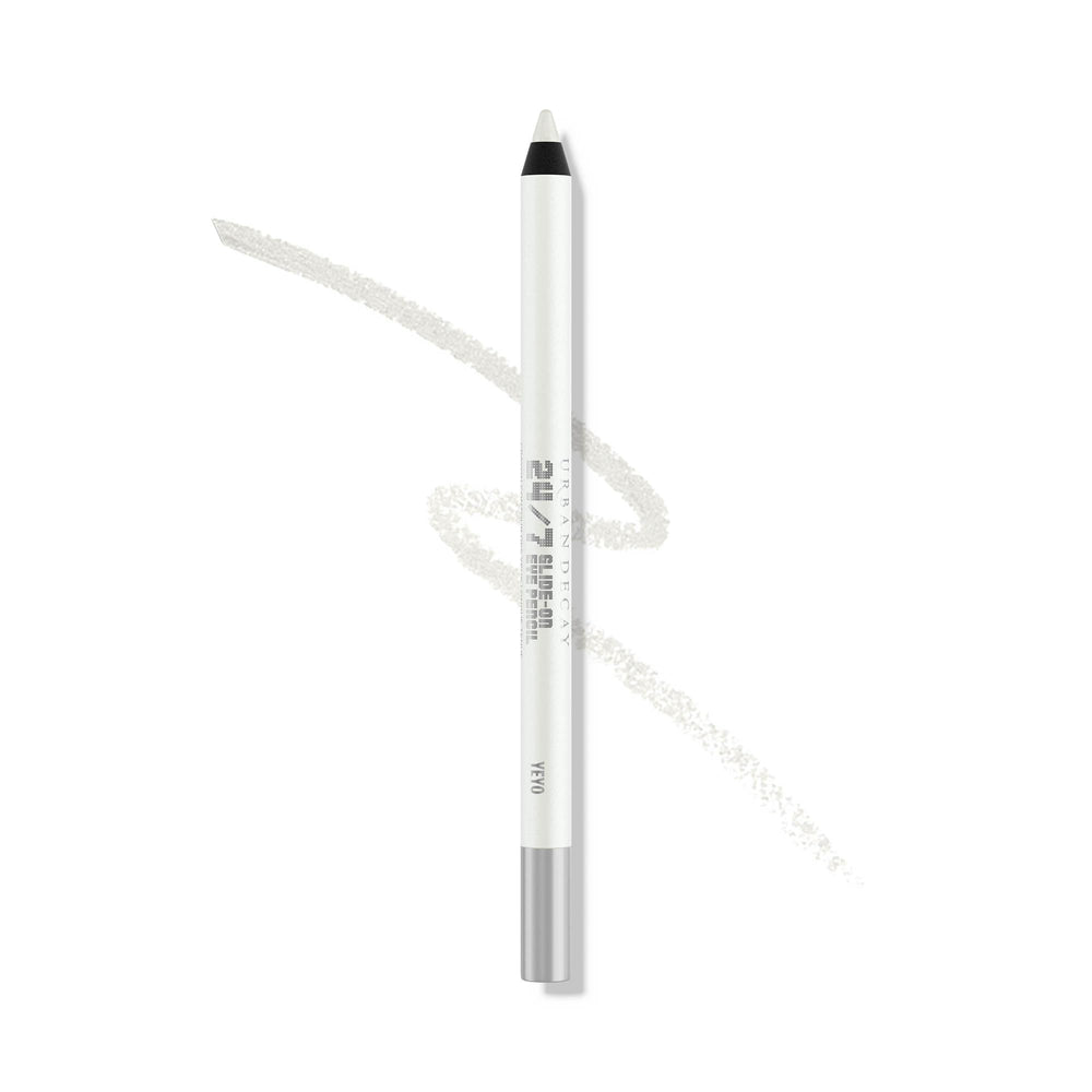URBAN DECAY Yeyo front packaging showing metallic white pencil and branding benefit longwear