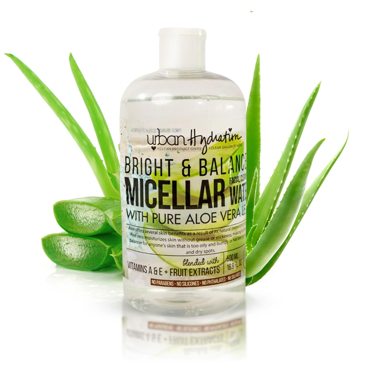 Urban Hydration front label showing product benefits and size