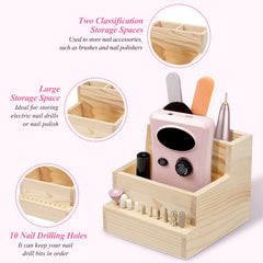 Urbuti middle shelf cradling an electric nail drill for secure placement