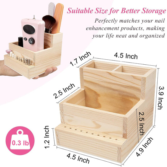 Urbuti top row brush slots holding manicure brushes for quick access