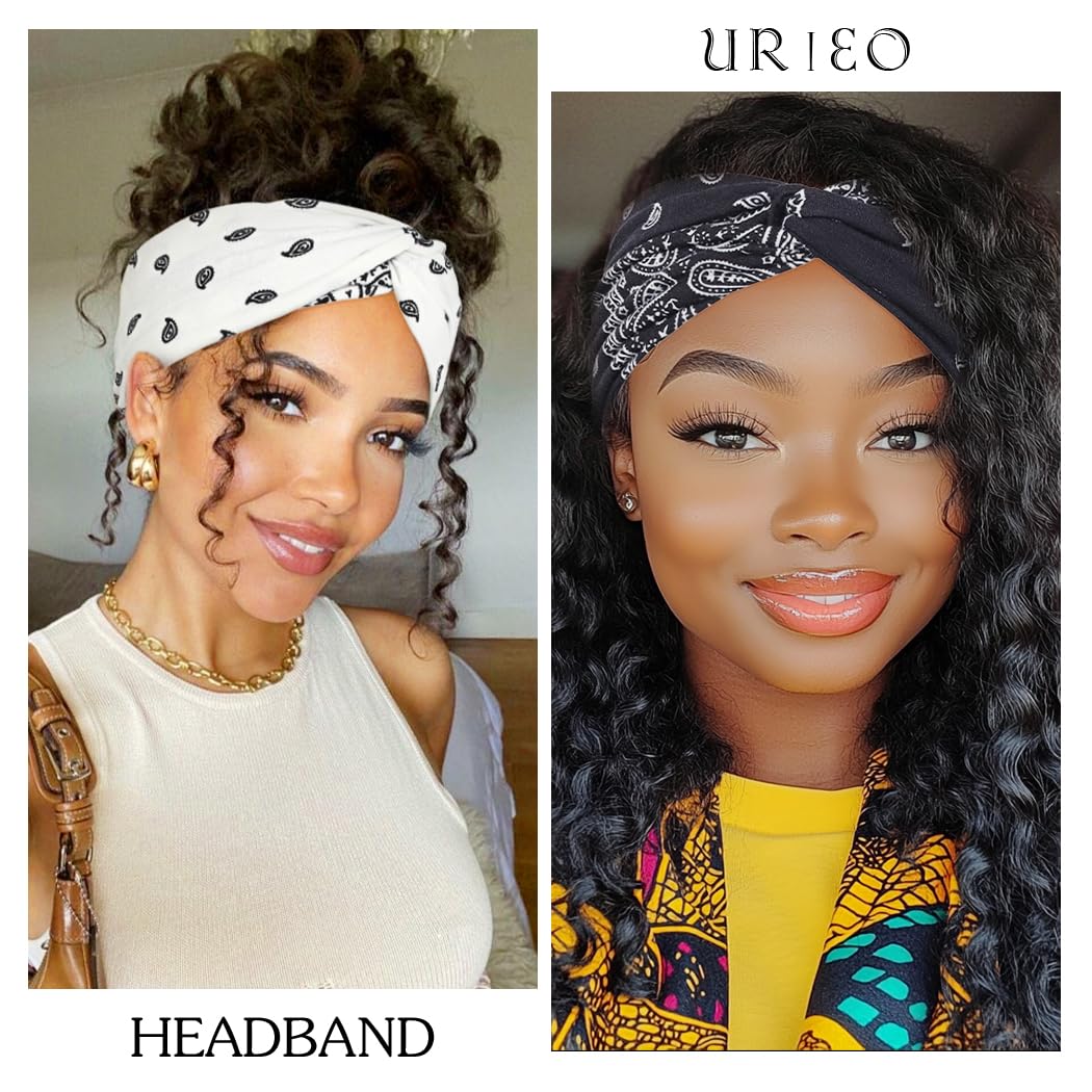 Urieo headband styled with casual outfit adding bold pattern and effortless flair