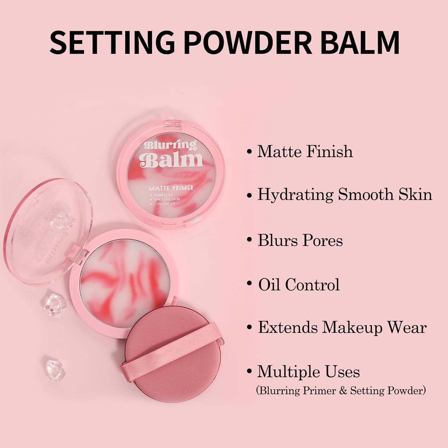 URQT blurring balm size comparison beside compact showing travel-friendly convenience
