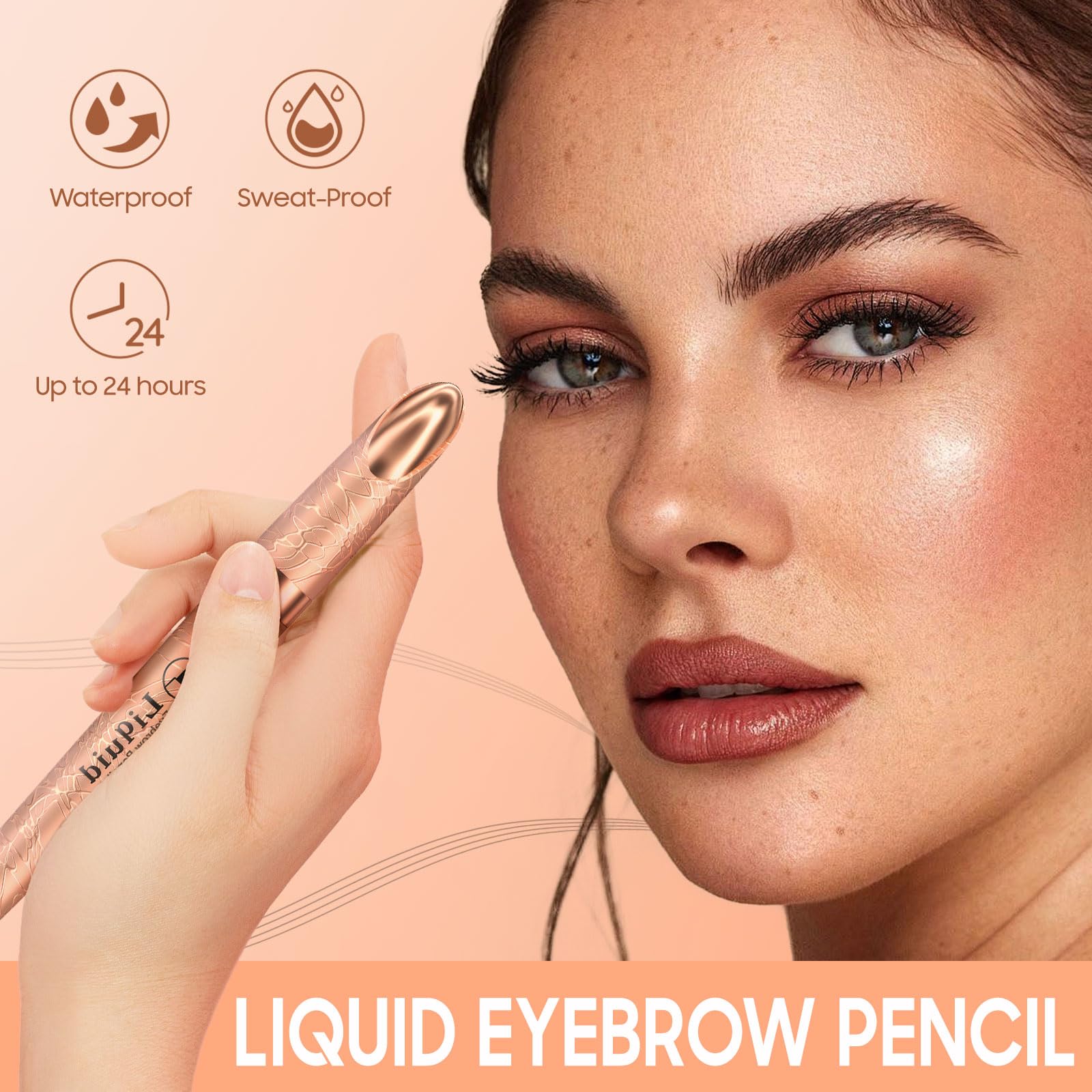 Ursoulney brow pen held in hand to show compact scale and travel-friendly size