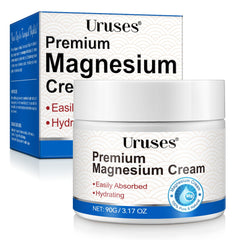 Uruses magnesium cream front packaging showing jar and label benefits