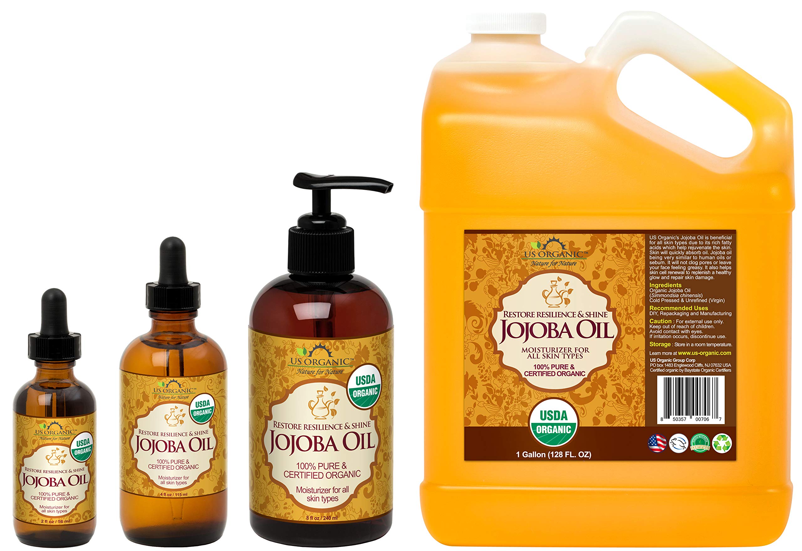 US Organic 2oz bottle next to everyday items to show compact size
