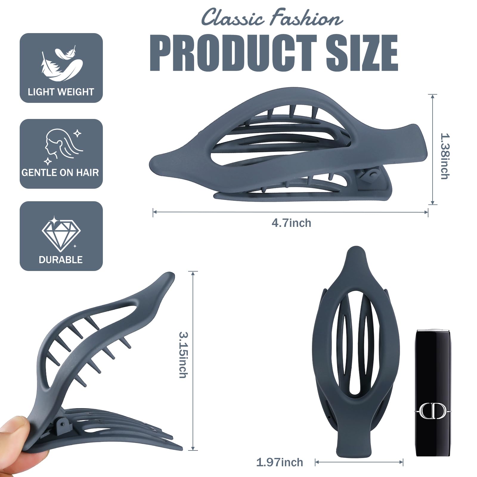 USDNICE clip holding half-up hairstyle, demonstrates reliable grip during wear