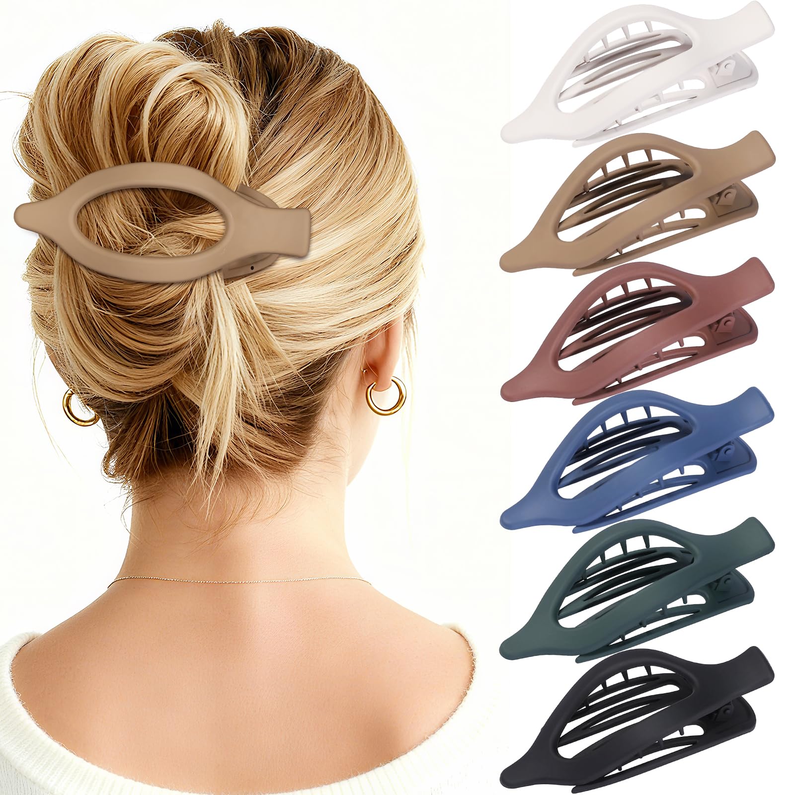 USDNICE front view of six matte oval clips showing colors and packaging, easy selection