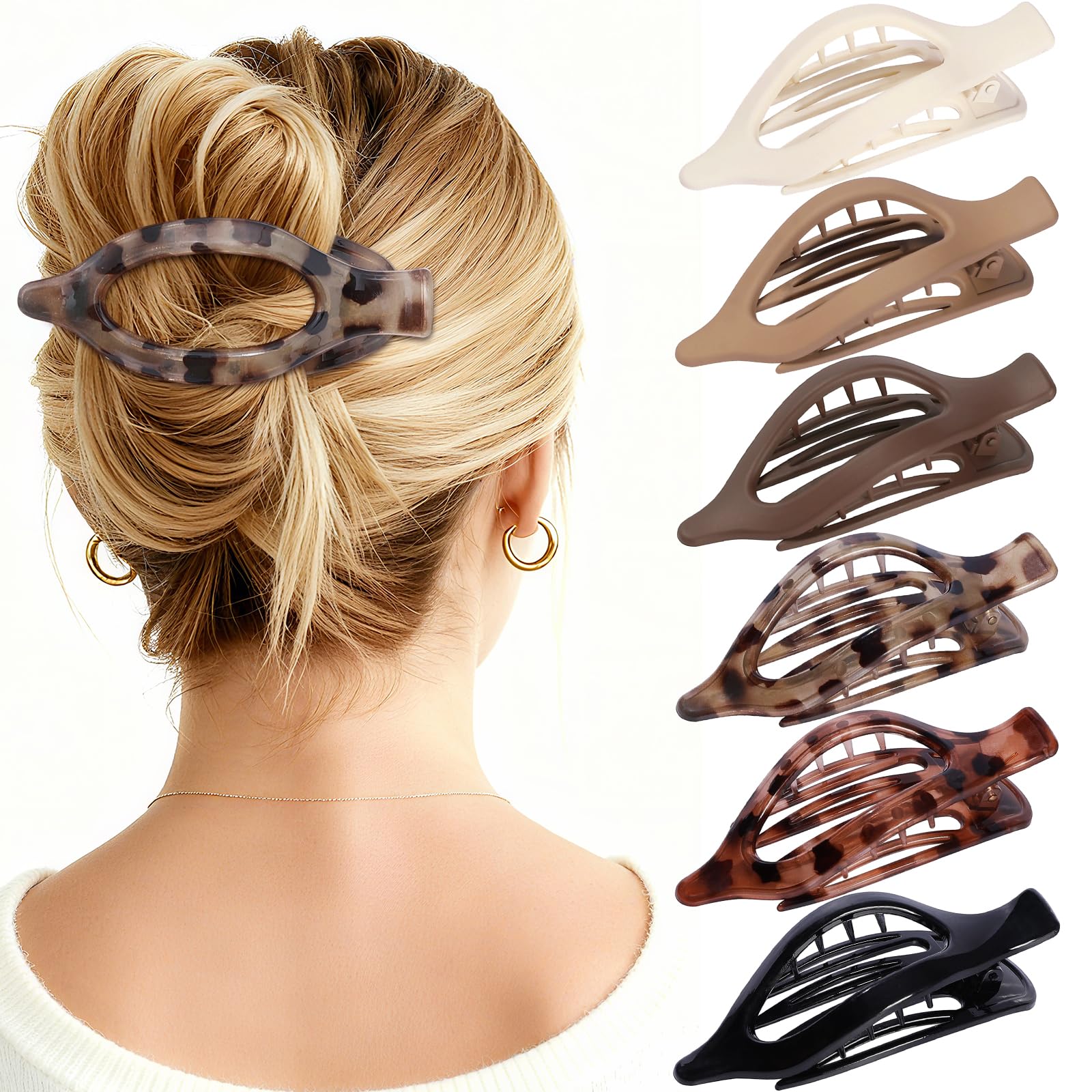 USDNICE front packaging showing six flat hair clips providing organized color variety