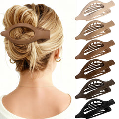 USDNICE front view of six brown clips showing compact set and neat storage