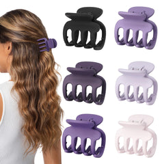 USDNICE front view of six small matte claw clips showing color variety and easy portability