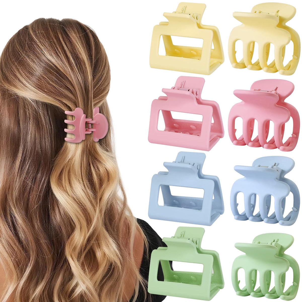 USDNICE front view of 8-piece clip set showing colorful matte finish and compact design