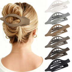 USDNICE front view of six matte oval flat hair clips, versatile everyday styling