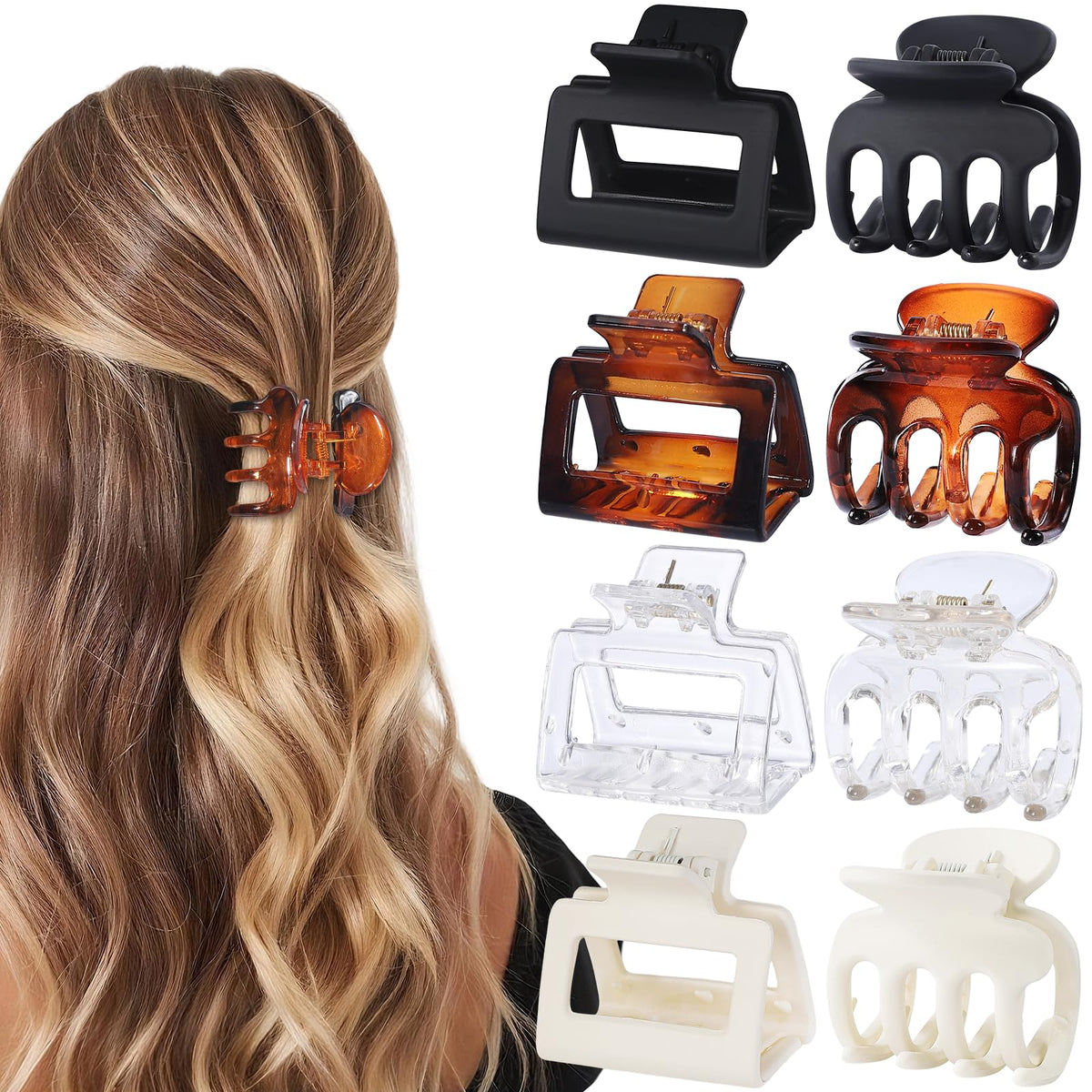 USDNICE front packaging showing transparent matte claw clips and set contents