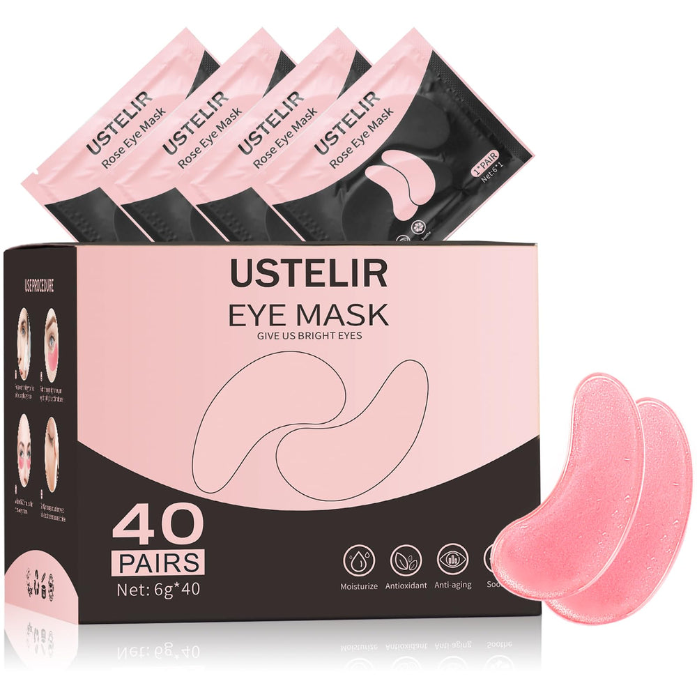 USTELIR front packaging showing 40 pairs and rose graphics, conveys value