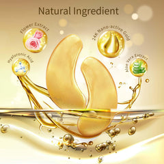 USTELIR 24K gold patch detail highlighting luminous finish benefit
